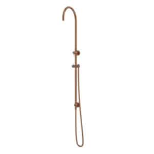 Curved Shower Rail with Hose (excludes Rose and Handshower) | Meir | Lustre Bronze